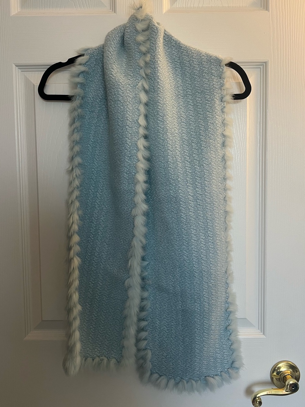 Vintage Y2K Baby Blue Fur Trim Scarf
